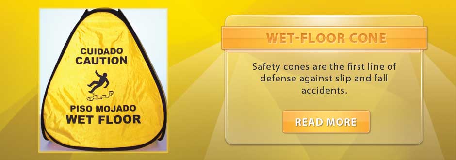 Safety cones are the first line of defense against slip and fall accidents